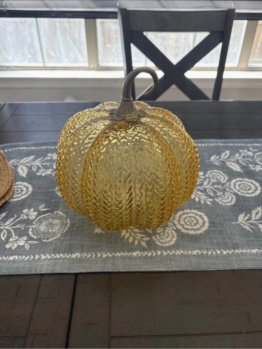 Textured Glass Pumpkin Accent - Home Accents
